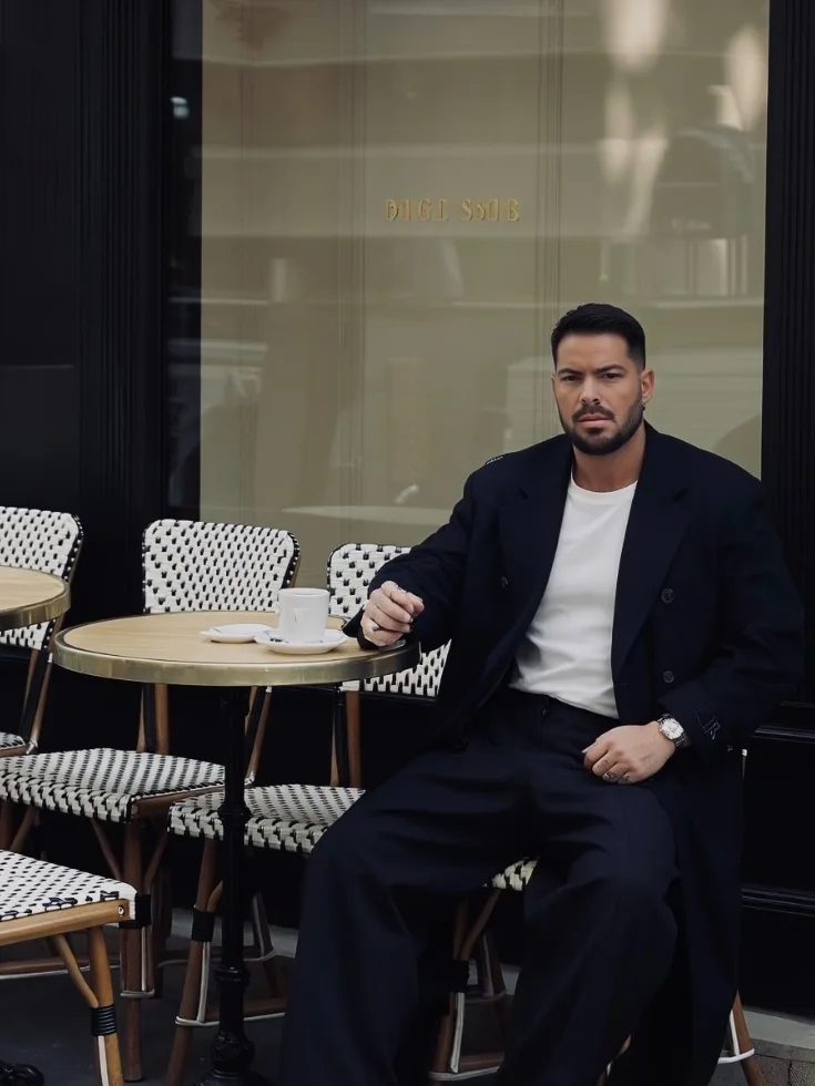 David Fernández, co-founder of House of Two, seated at a Barcelona café terrace